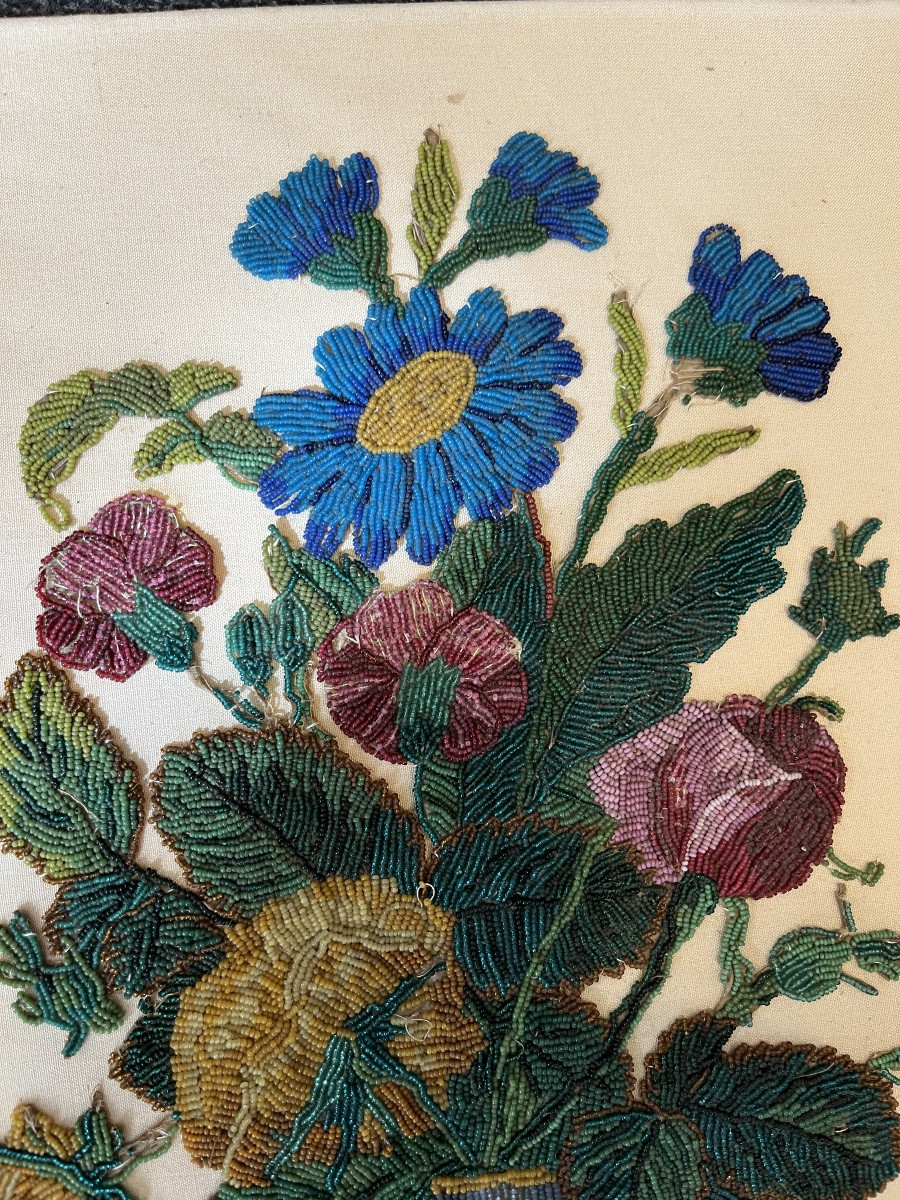 Fine Cream-colored Linen Embroidered With Very Small Beads, In The Style Of The 18th Century. -photo-1