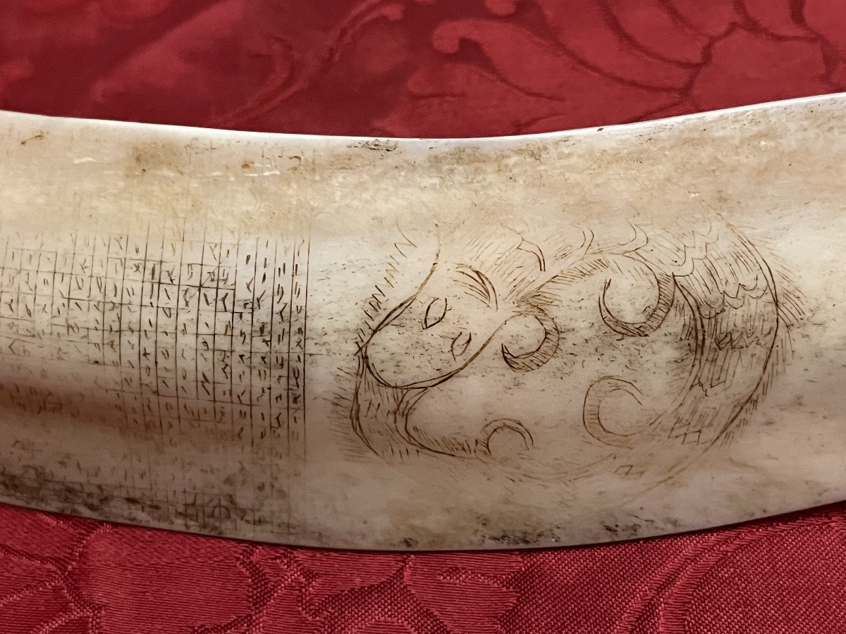 Engraved Animal Bone Blade, Late 19th, Early 20th Century. -photo-2