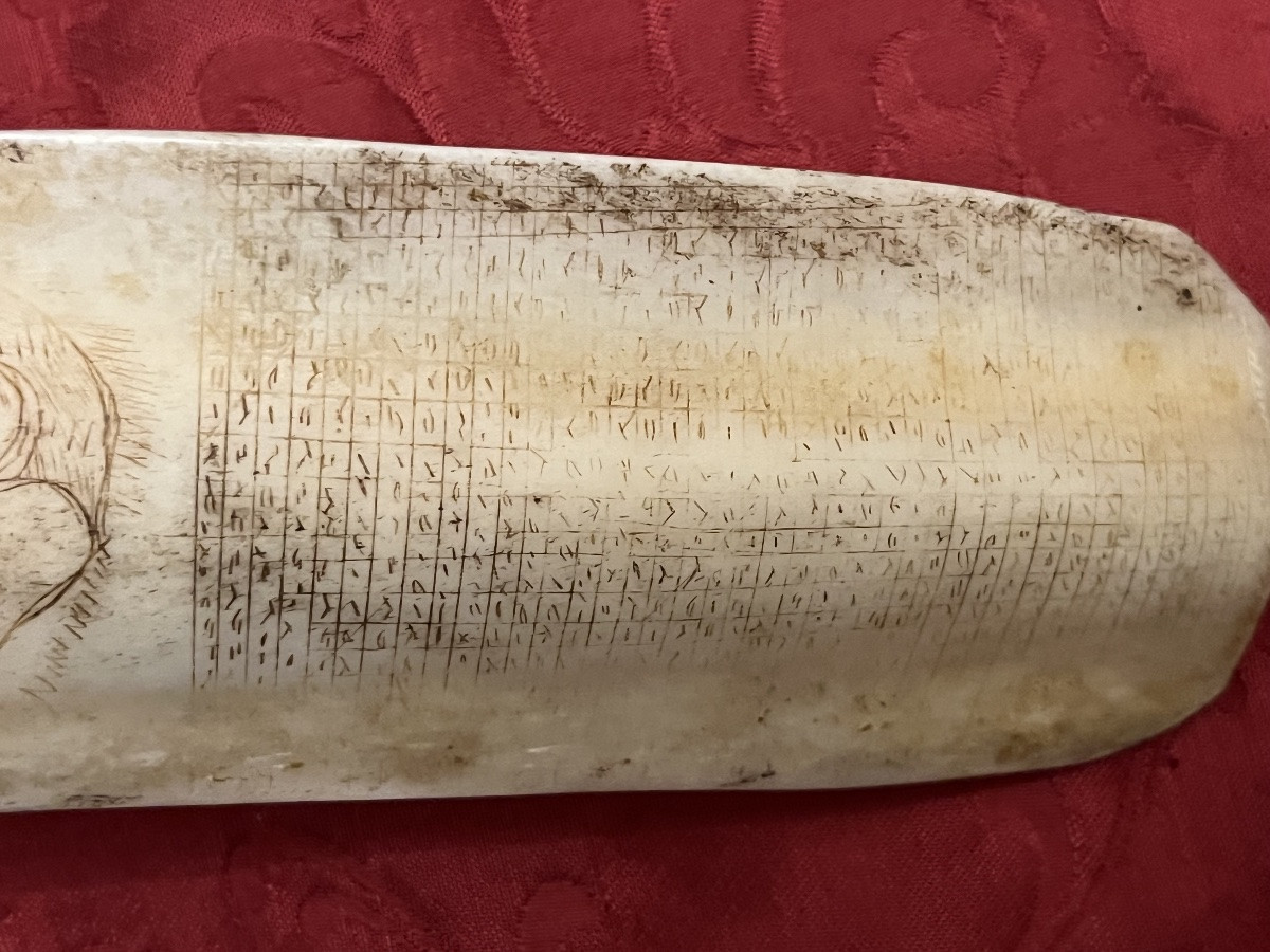 Engraved Animal Bone Blade, Late 19th, Early 20th Century. -photo-1