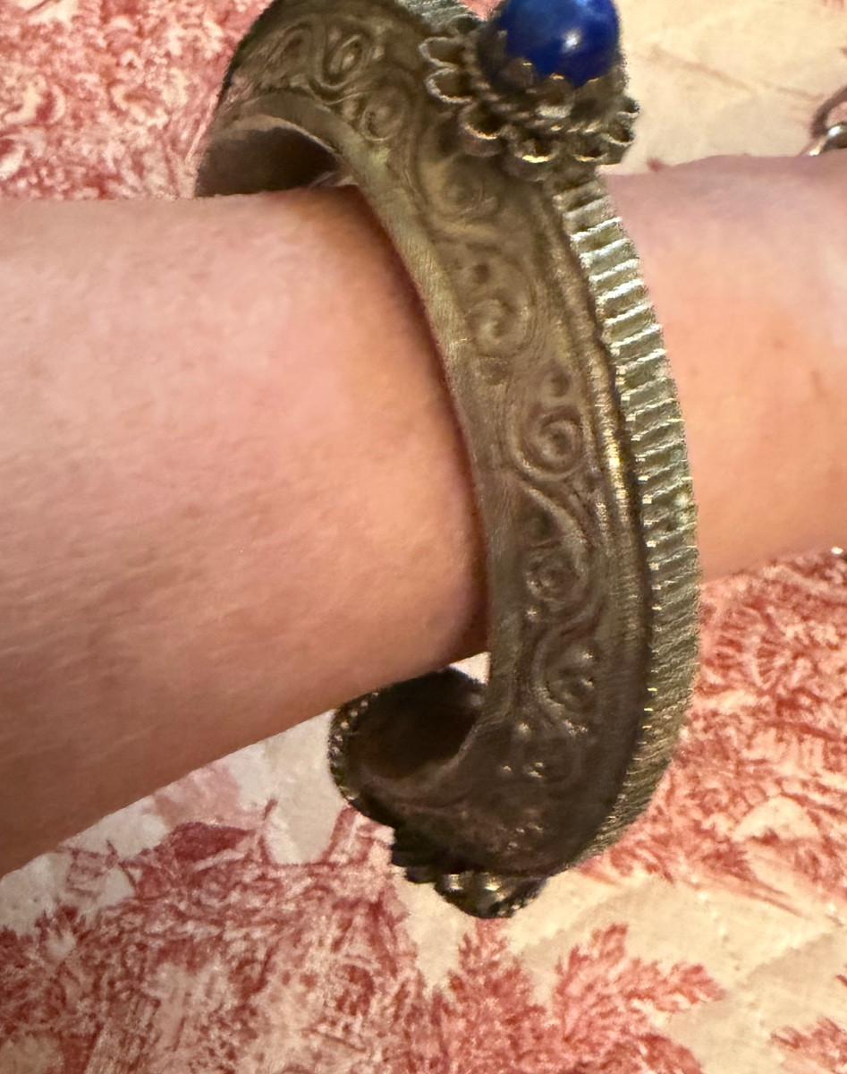 Paire de bracelets ethniques, argent bas titre. Vers 1950-photo-4