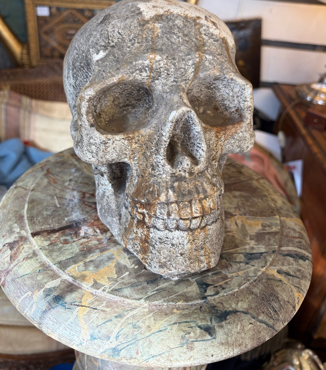 Life-size Skull And Crossbones, Reconstituted Stone.-photo-2