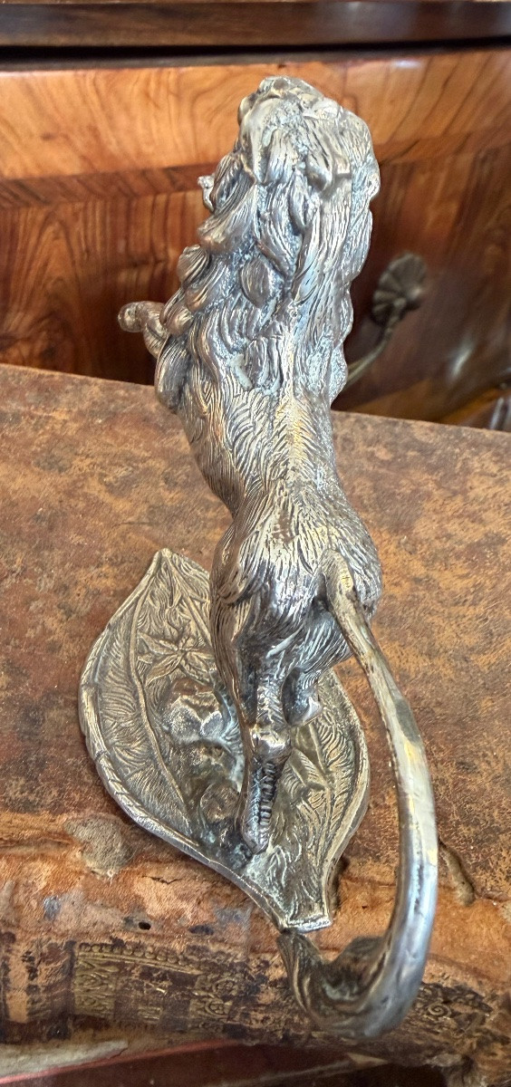 Lion, Heraldic Type, In Solid Silver.-photo-5