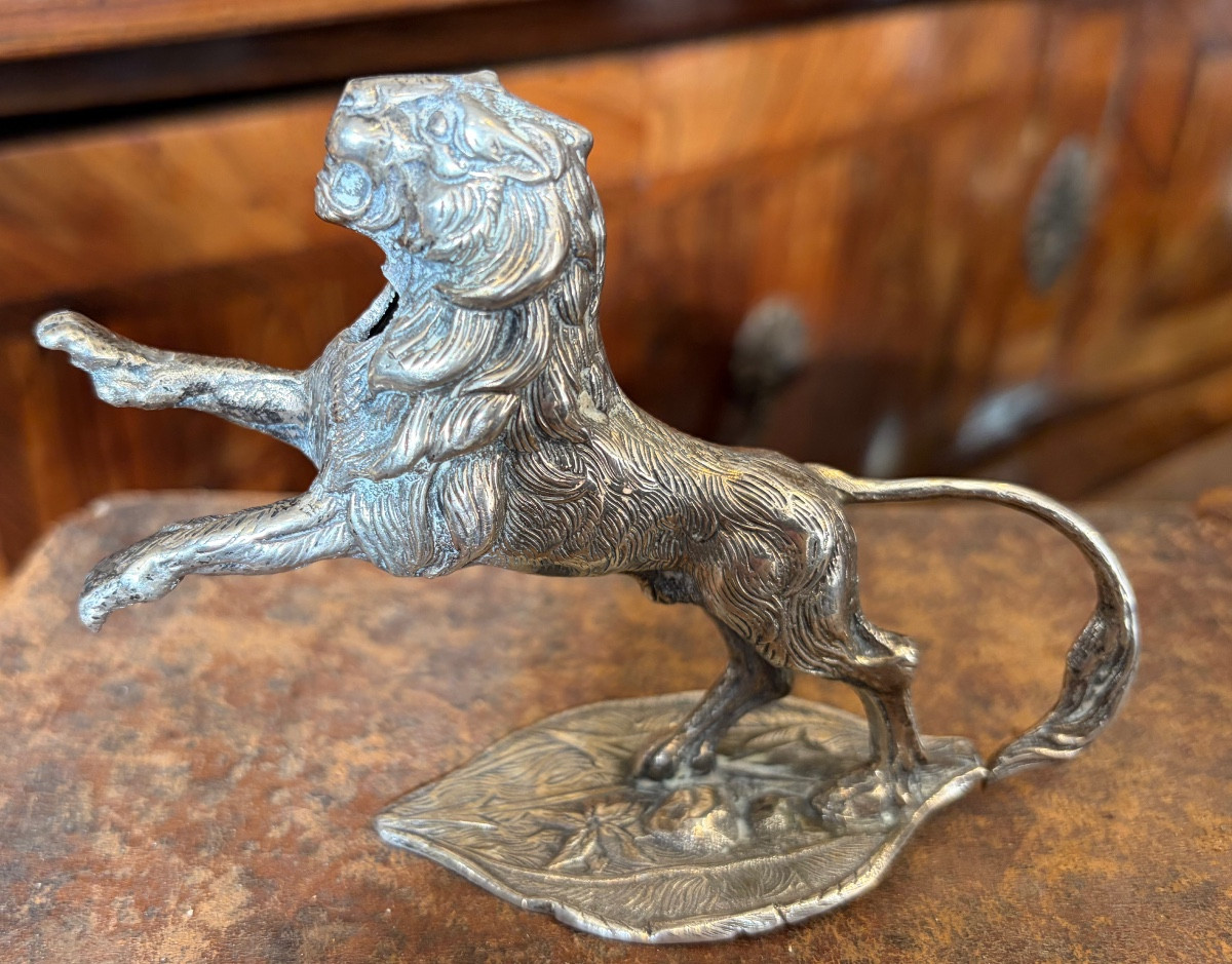 Lion, Heraldic Type, In Solid Silver.