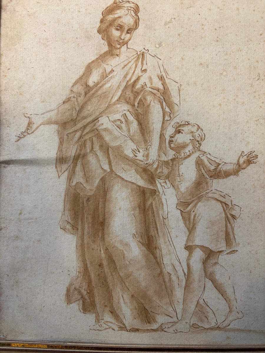 Italien Drawing, Brown Ink, XVIII Teen Century -photo-2