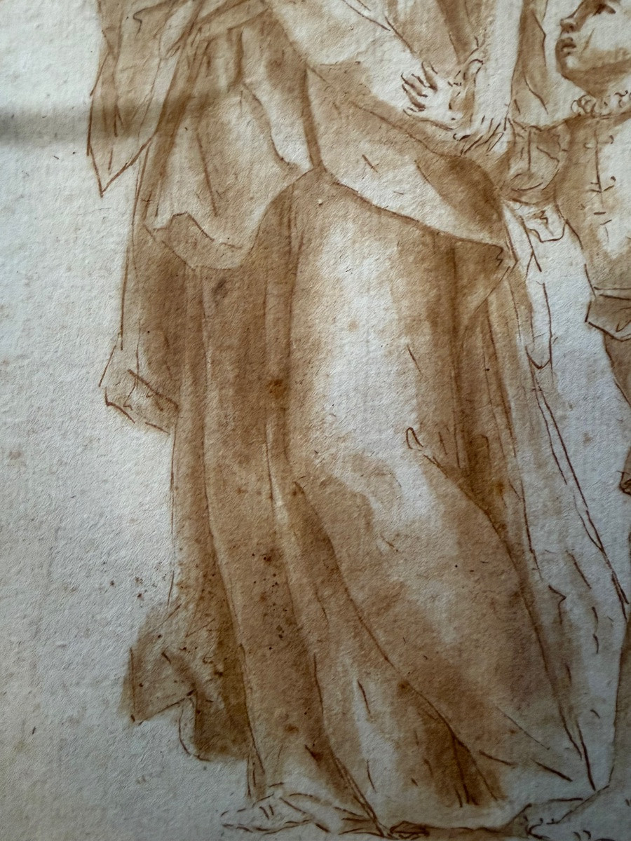 Italien Drawing, Brown Ink, XVIII Teen Century -photo-5