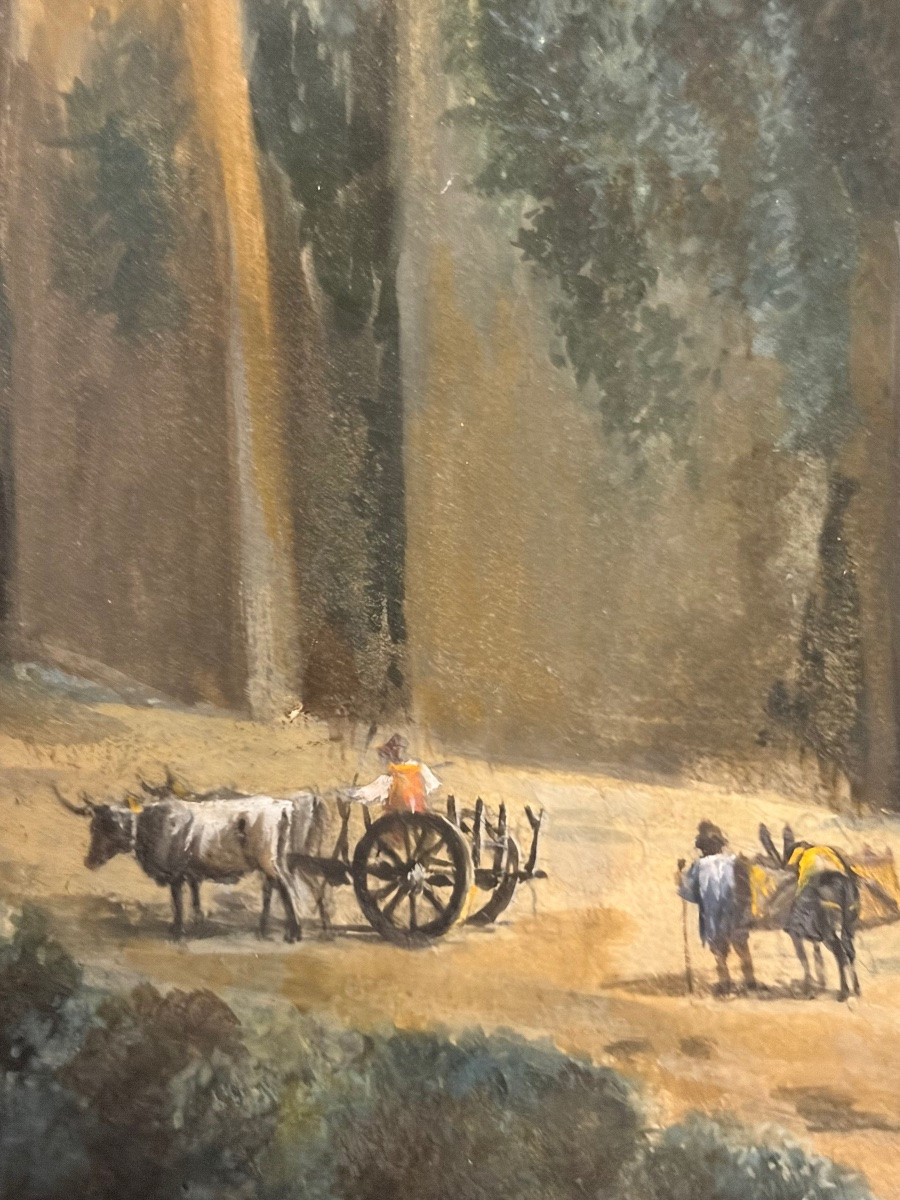 19th Century Watercolor, Animated Italian Landscape.-photo-1