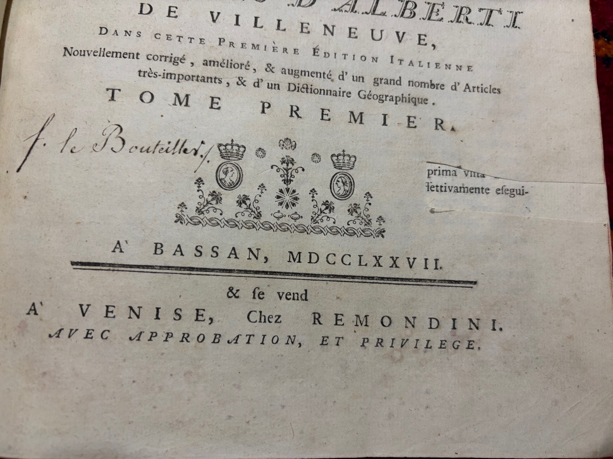 French-italian Dictionary, Dated 1777, Two Volumes, Handsome Leather Bindings.-photo-4