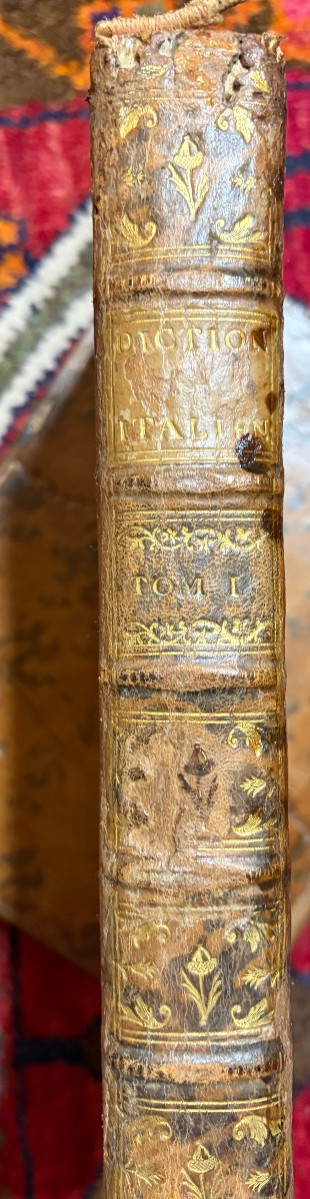 French-italian Dictionary, Dated 1777, Two Volumes, Handsome Leather Bindings.-photo-3