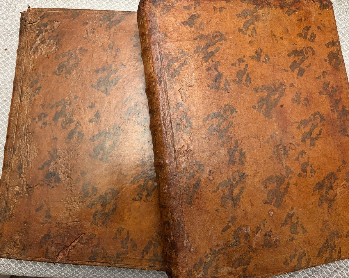French-italian Dictionary, Dated 1777, Two Volumes, Handsome Leather Bindings.