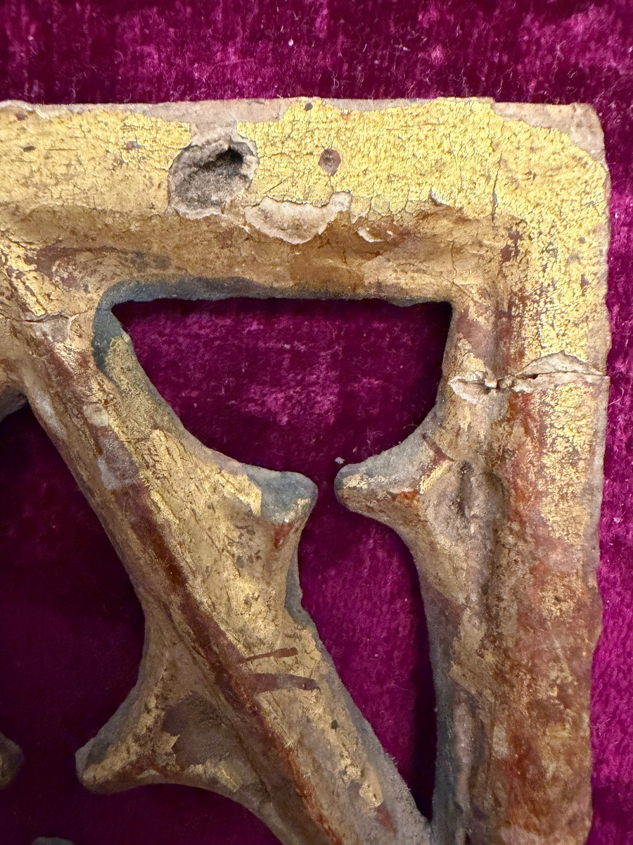 Small Pre-16th Century Gilded Wood Window.-photo-6