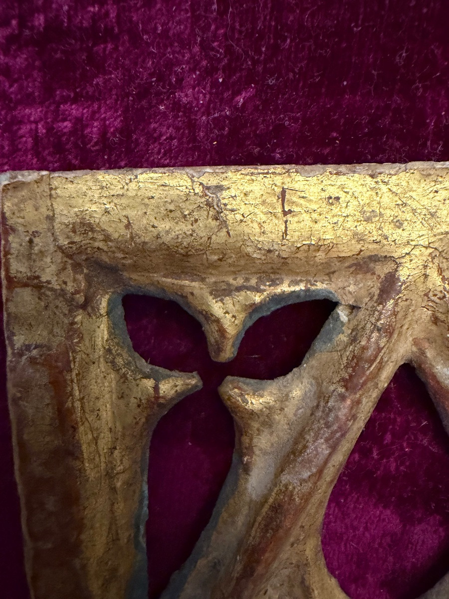 Small Pre-16th Century Gilded Wood Window.-photo-7