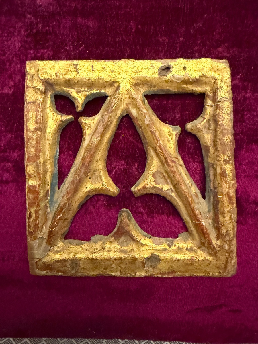 Small Pre-16th Century Gilded Wood Window.