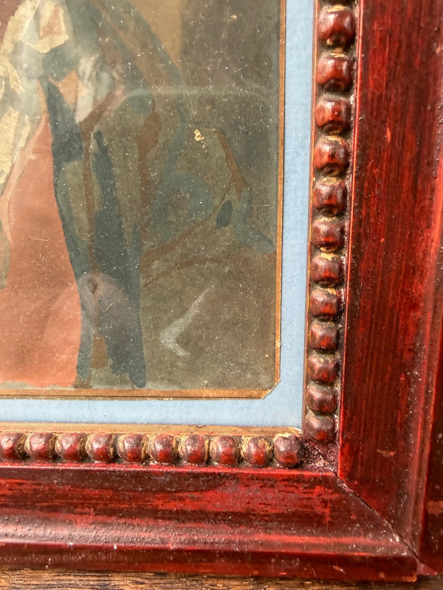 19th Century Portrait Of Diderot, Gouache, By Guirand De Scevola-photo-7