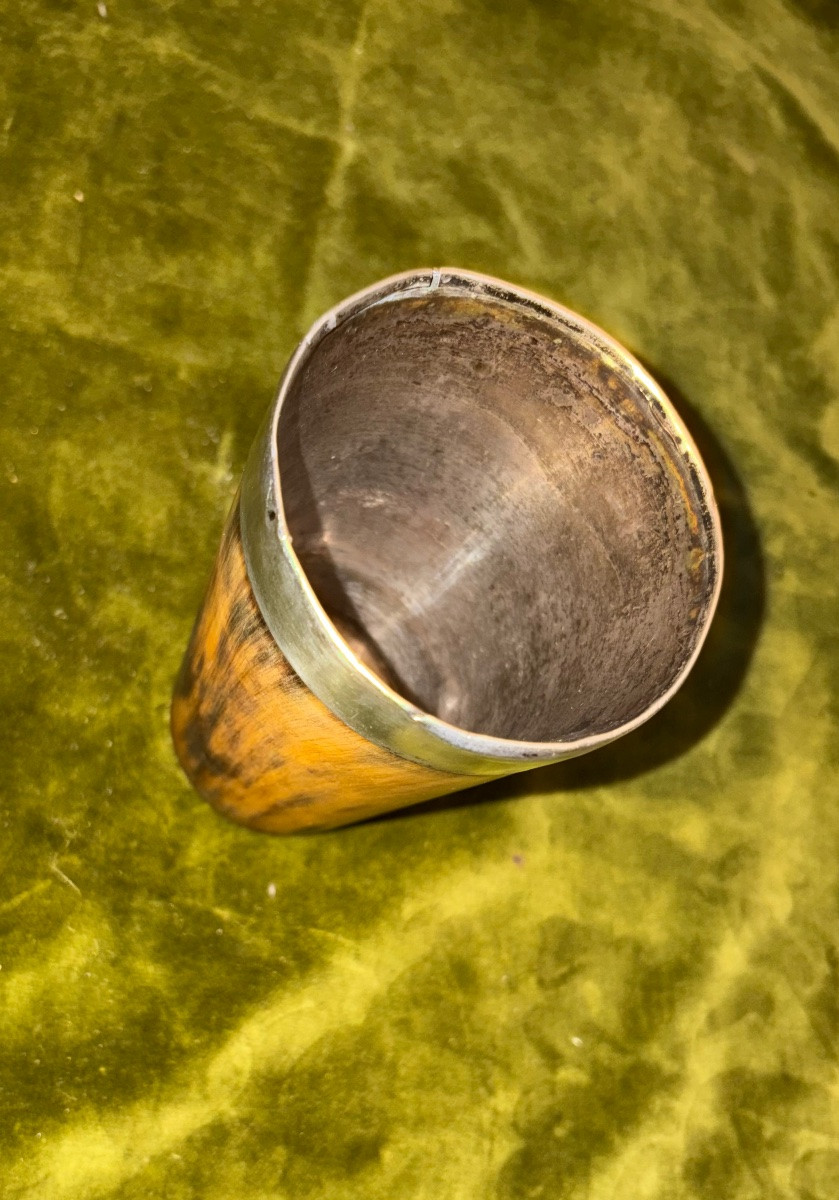 Glass (hunting Glass?) In Silver-rimmed Horn-photo-2