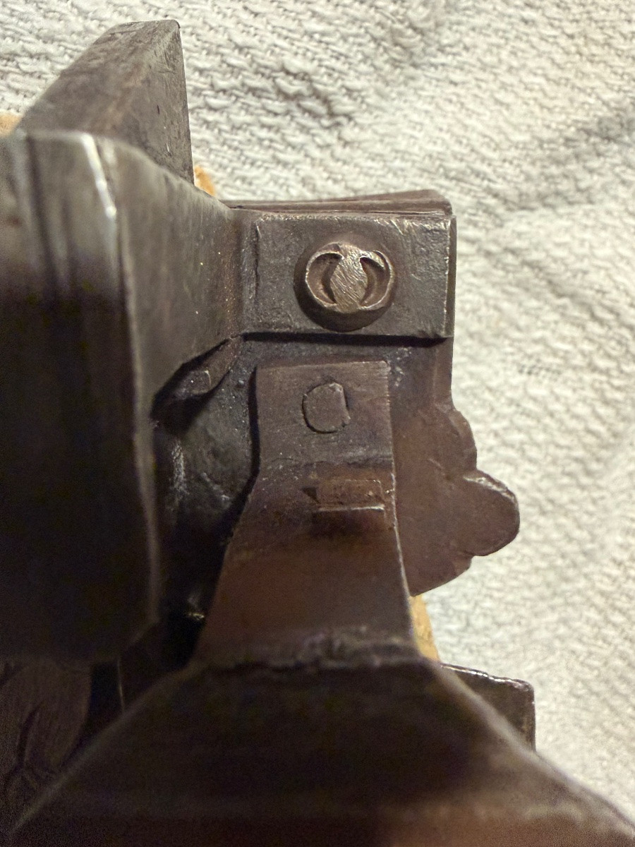 Engraved Iron Lock, In Working Condition, 18th Century.-photo-1