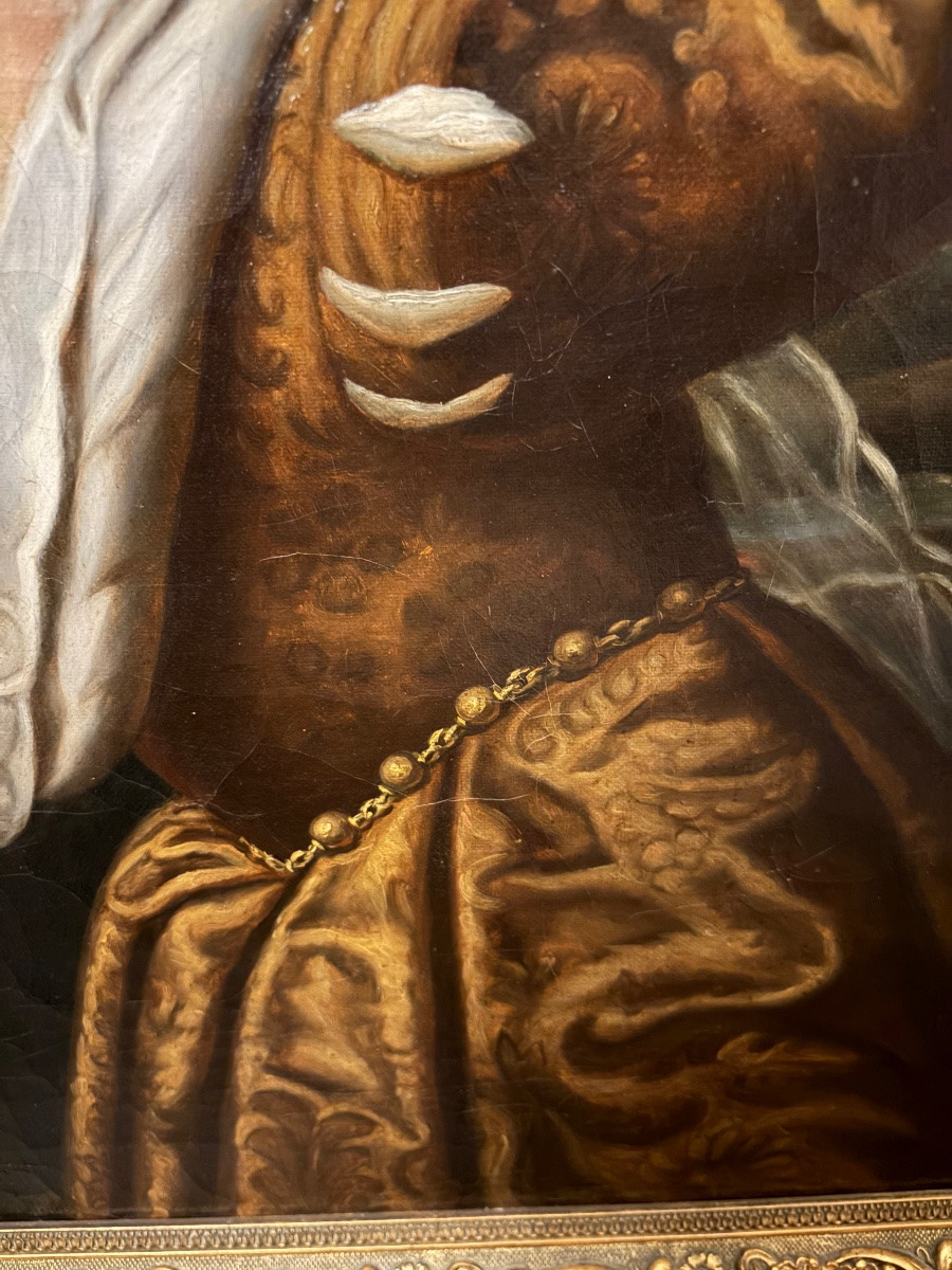 Grande huile sur toile, d’après Titien, XIX eme siècle. -photo-1