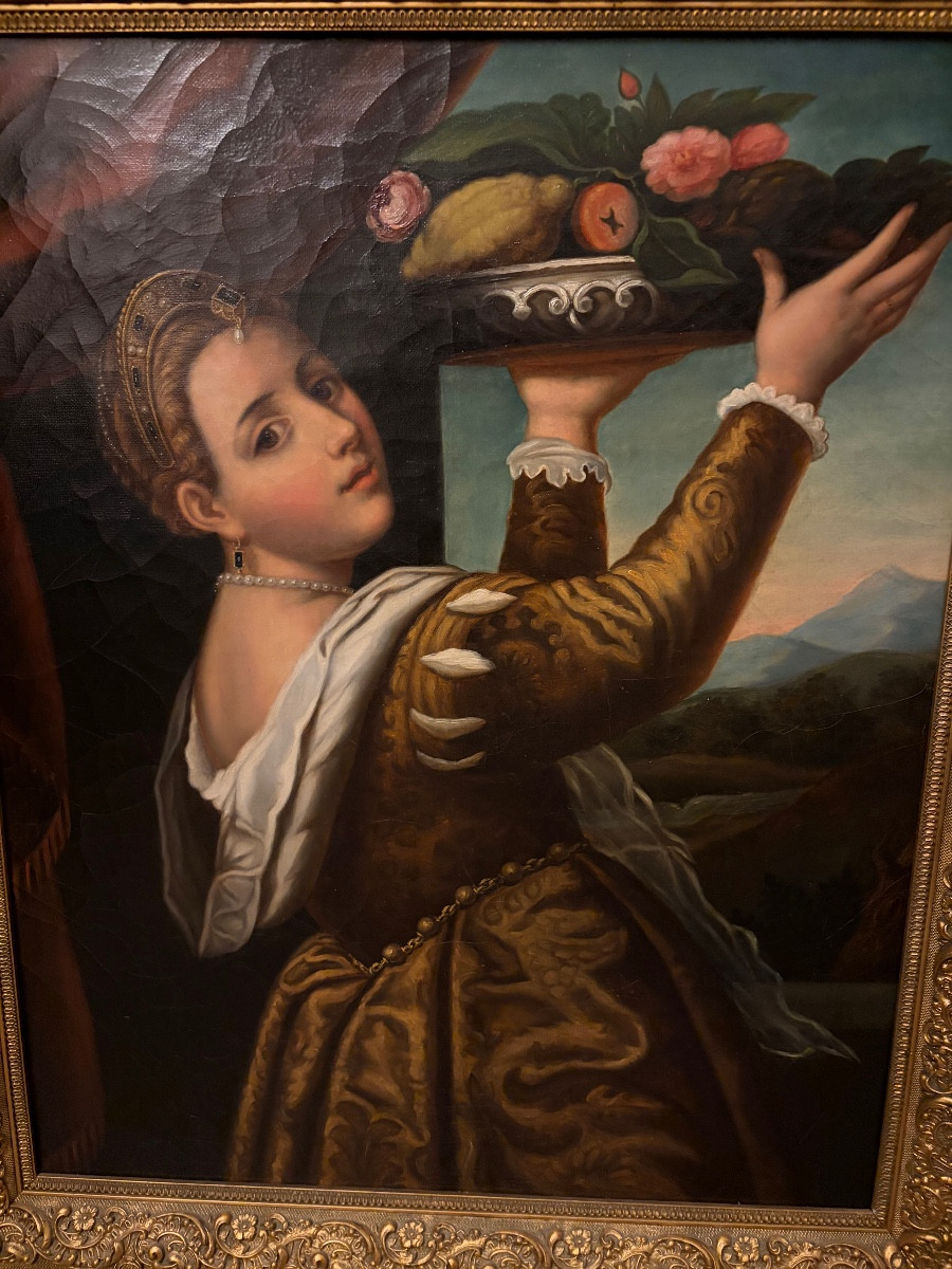 Grande huile sur toile, d’après Titien, XIX eme siècle. 