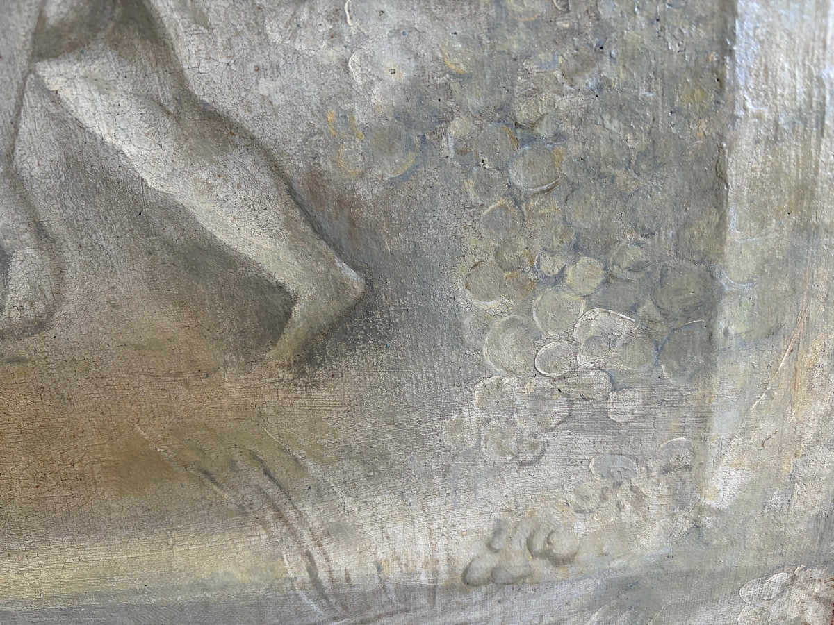 Large Oil On Canvas, 18th Century, Grisaille With Putti. France.-photo-8