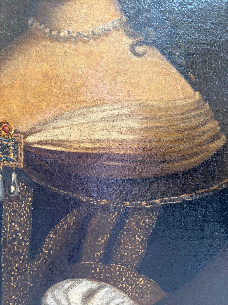 Large Portrait Of A Lady Of Quality, 17th Century France.-photo-1