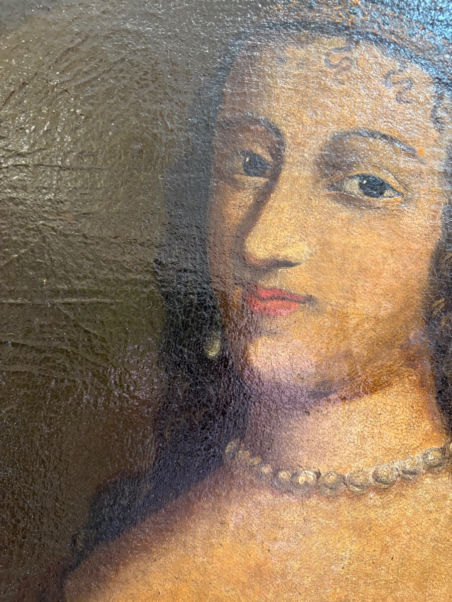 Large Portrait Of A Lady Of Quality, 17th Century France.-photo-4
