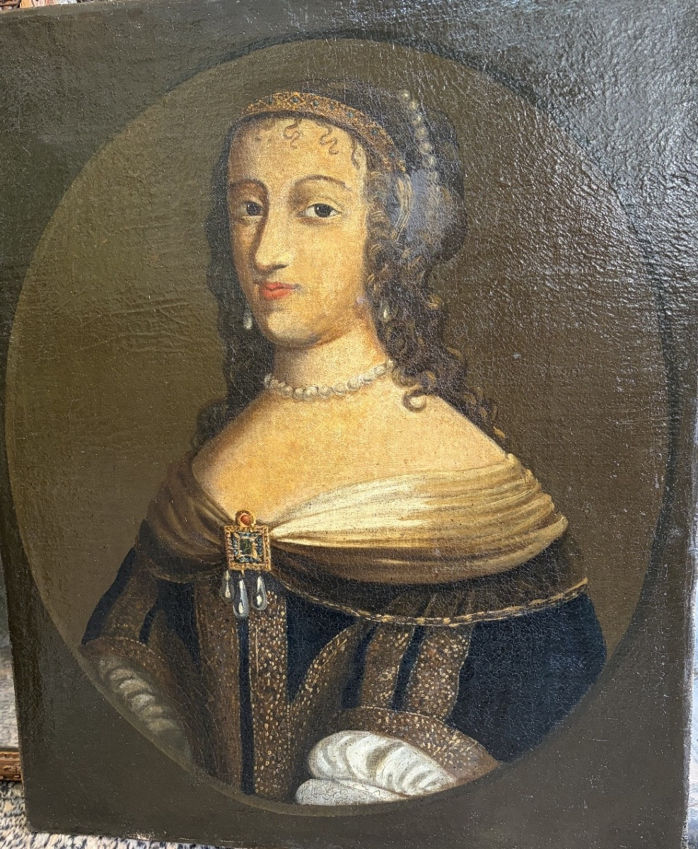 Large Portrait Of A Lady Of Quality, 17th Century France.