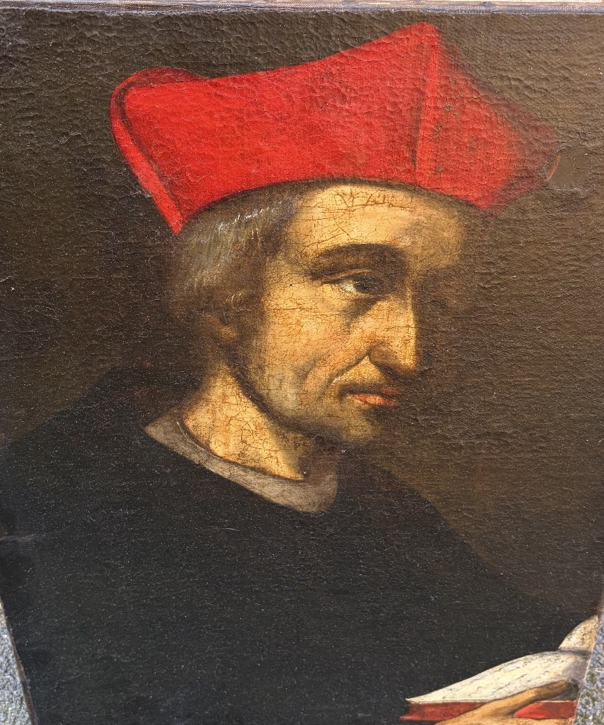 Portrait d’un ecclésiastique portant une barrette rouge, XVII eme siecle