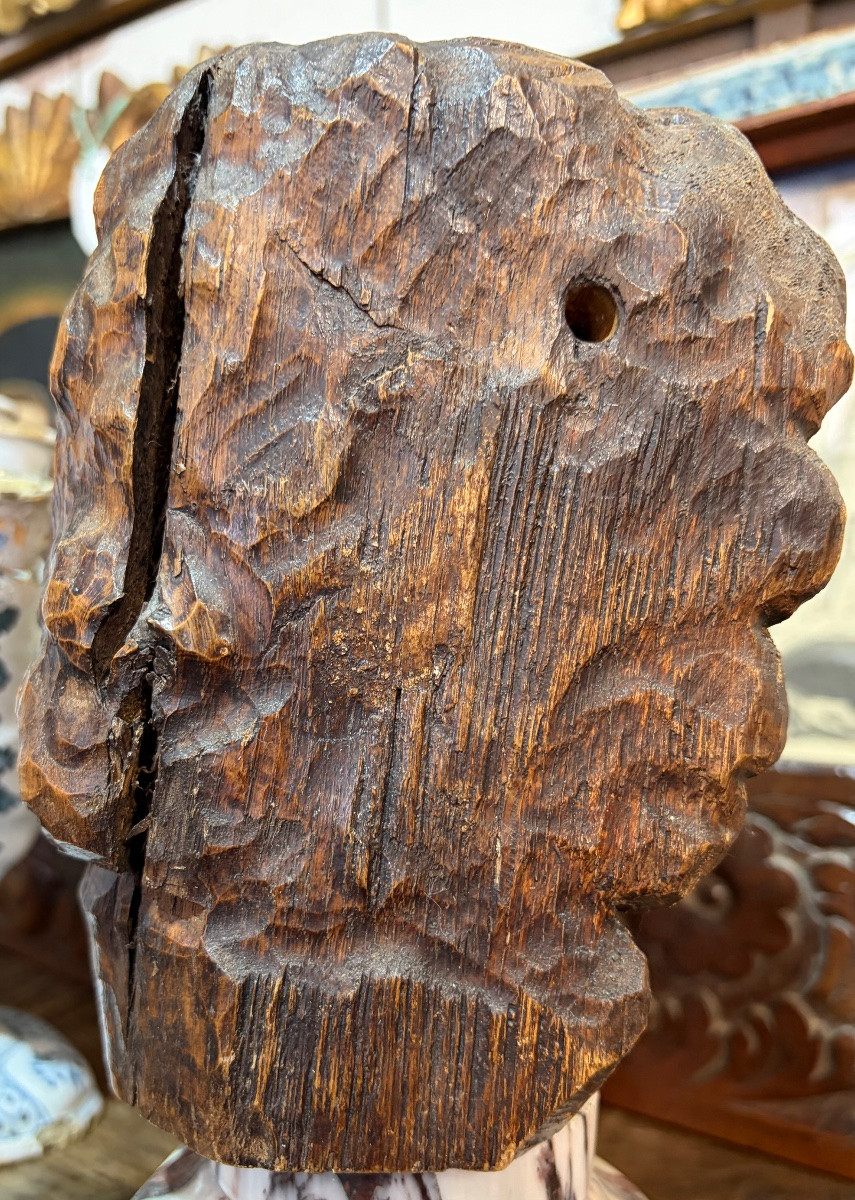 Oak Angel Head, Early 18th Century, France.-photo-4