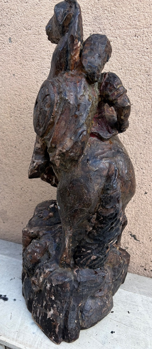 Statue en bois, la Conversion de St Paul. Art populaire XVIII éme siècle.-photo-7