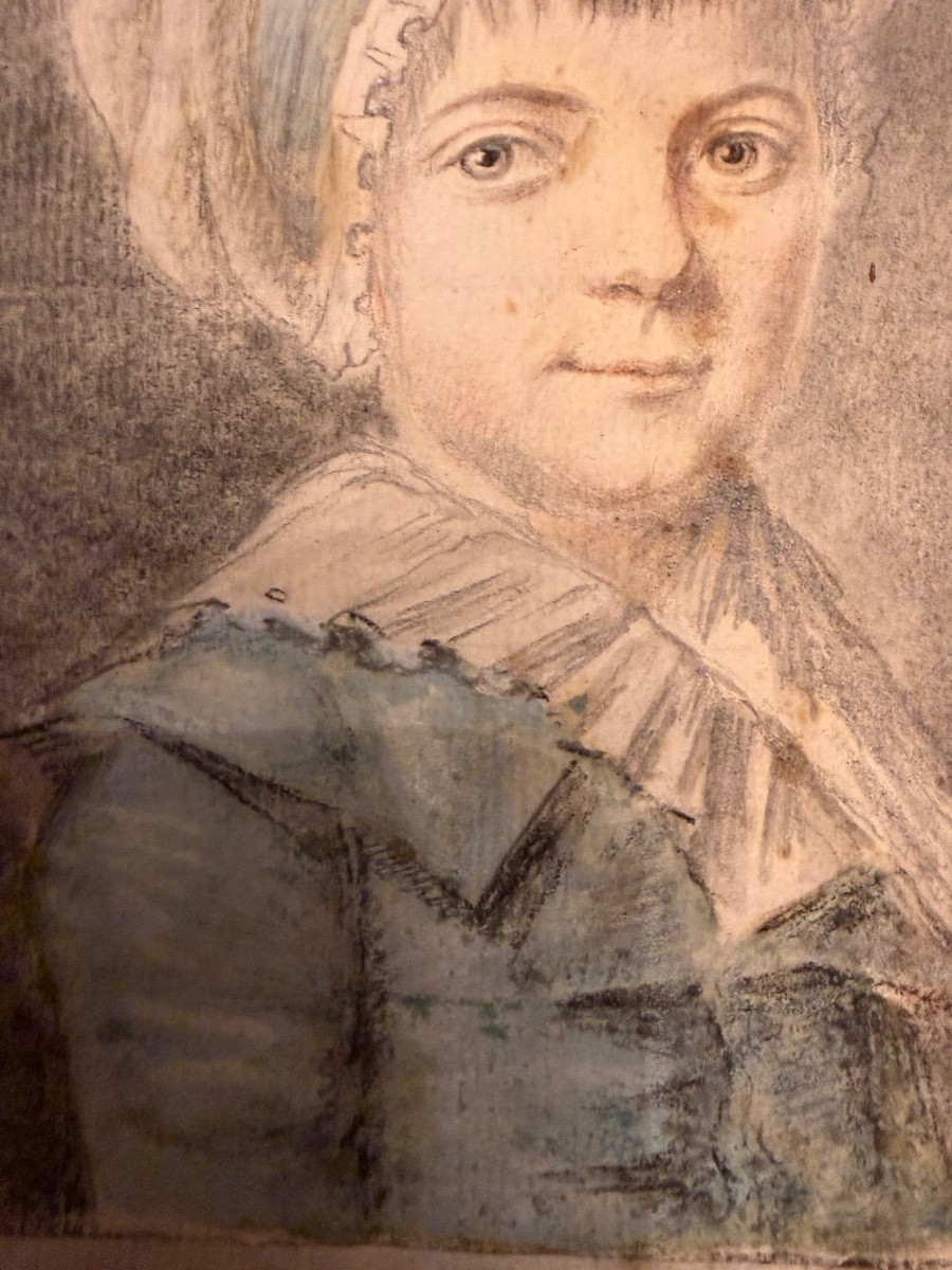Portrait Of A Little Girl, Late 18th Century, France. Drawing.-photo-5