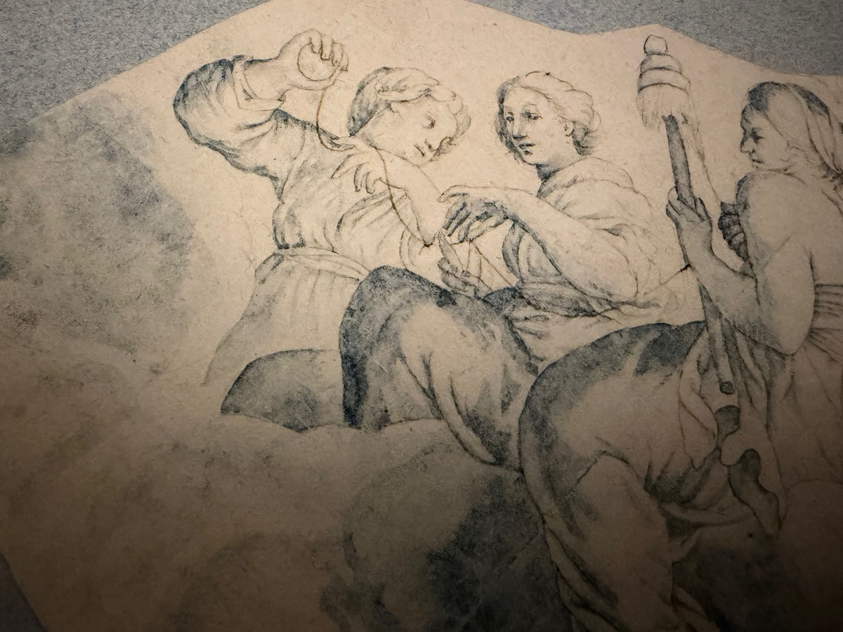 Pair Of Drawings, In Blue Ink, 17th Or 18th Century. -photo-2