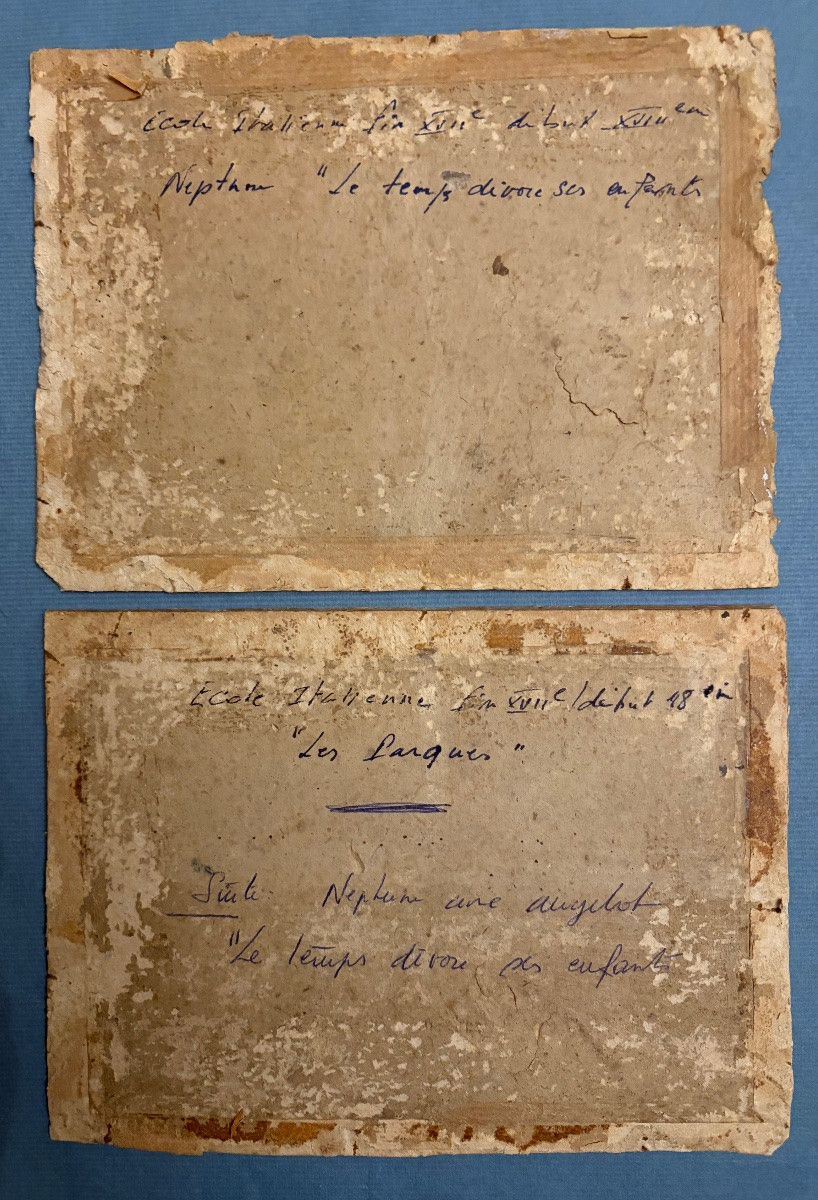 Pair Of Drawings, In Blue Ink, 17th Or 18th Century. -photo-4