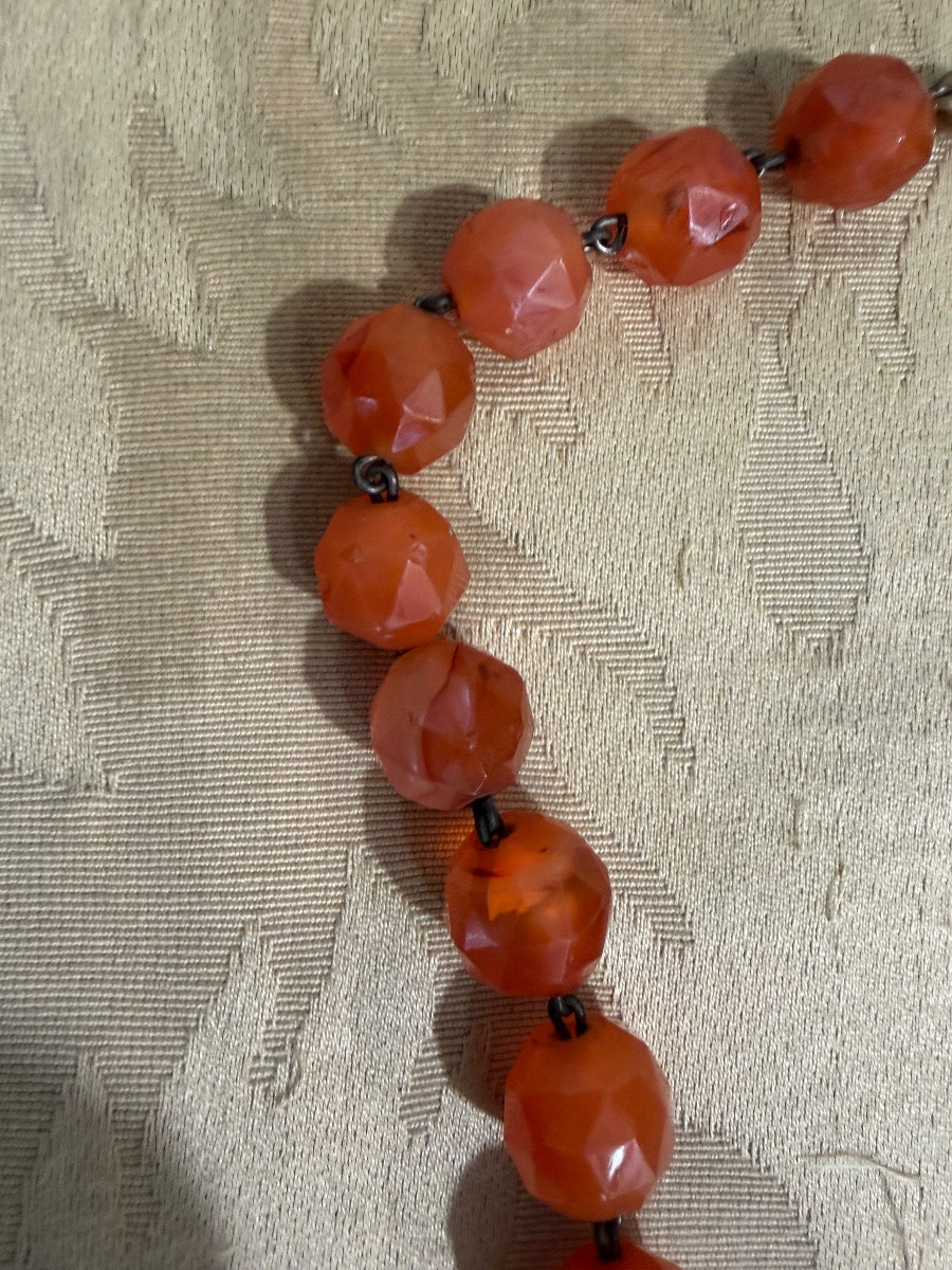 Collier en cornaline facettée. Fin 19 eme ou début 20 eme-photo-4