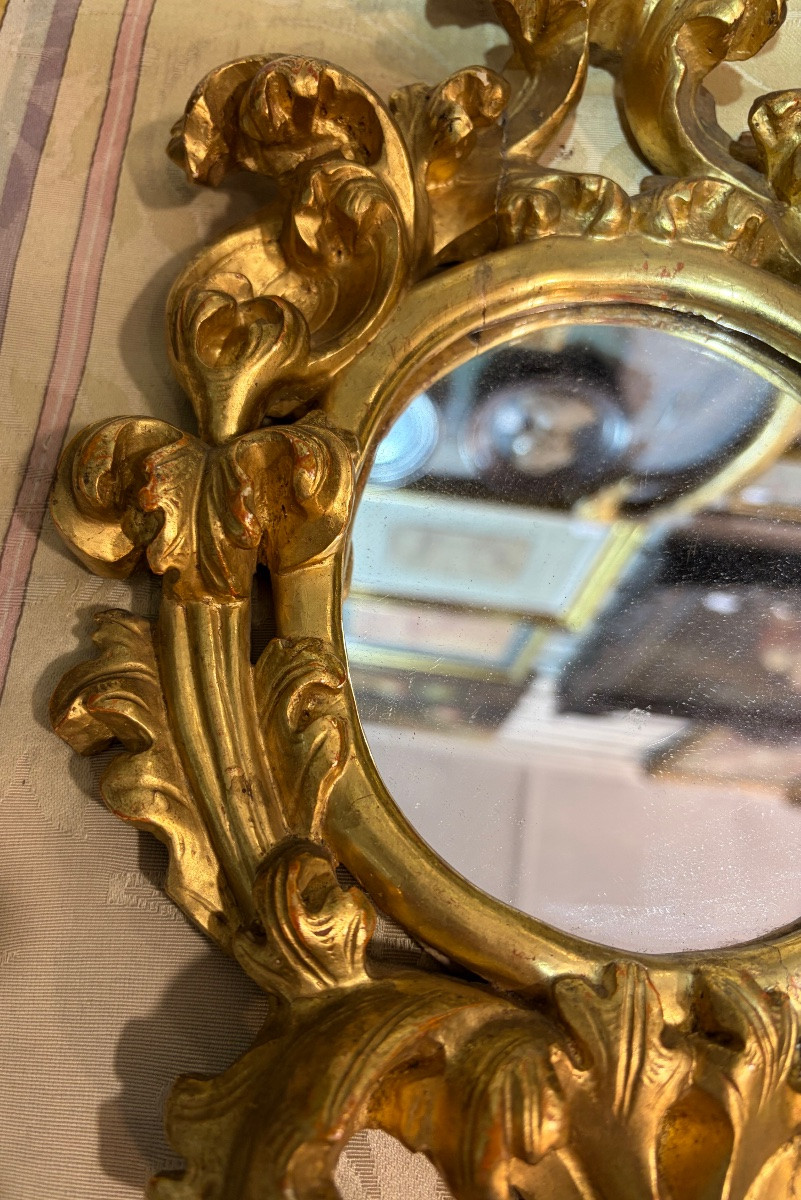 Italian Mirror In Gilded Wood, 18th C.-photo-2