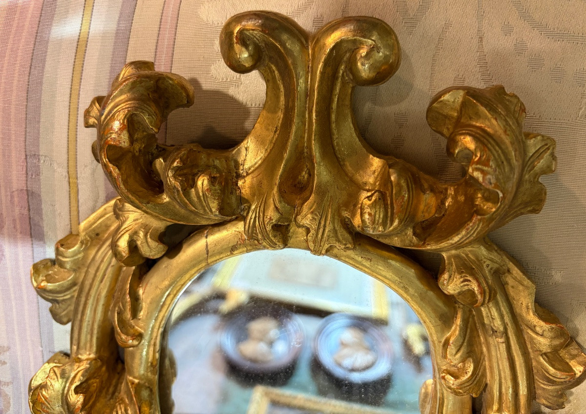 Italian Mirror In Gilded Wood, 18th C.-photo-3