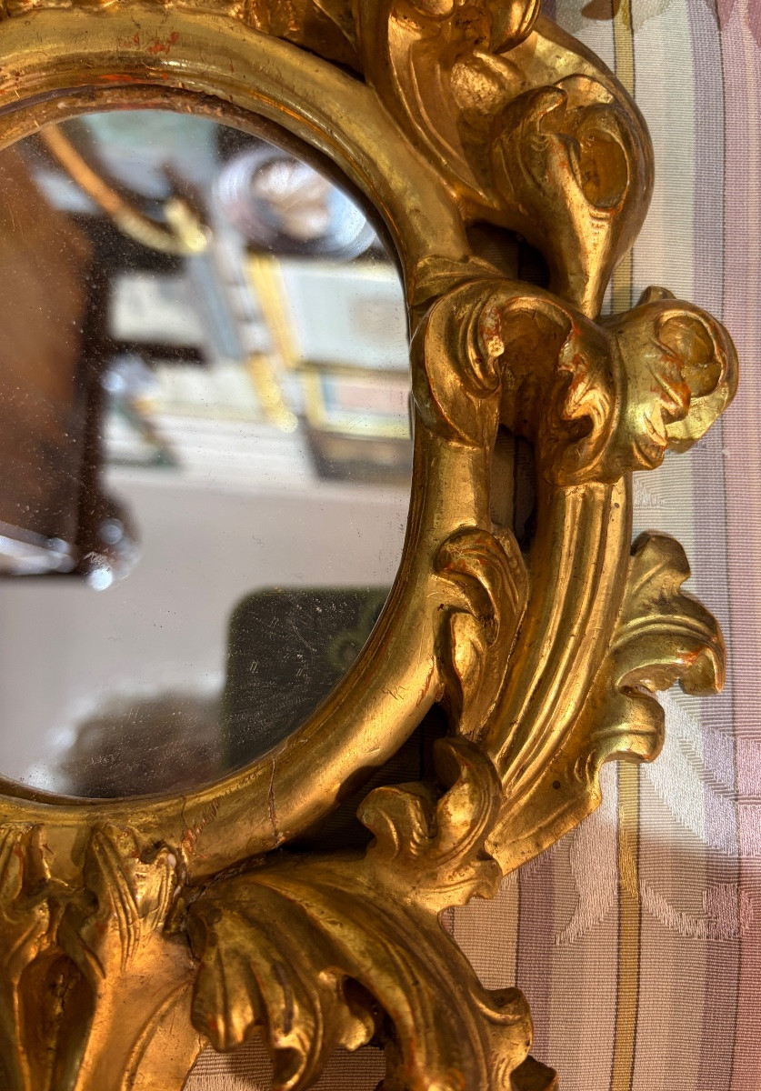 Italian Mirror In Gilded Wood, 18th C.-photo-4