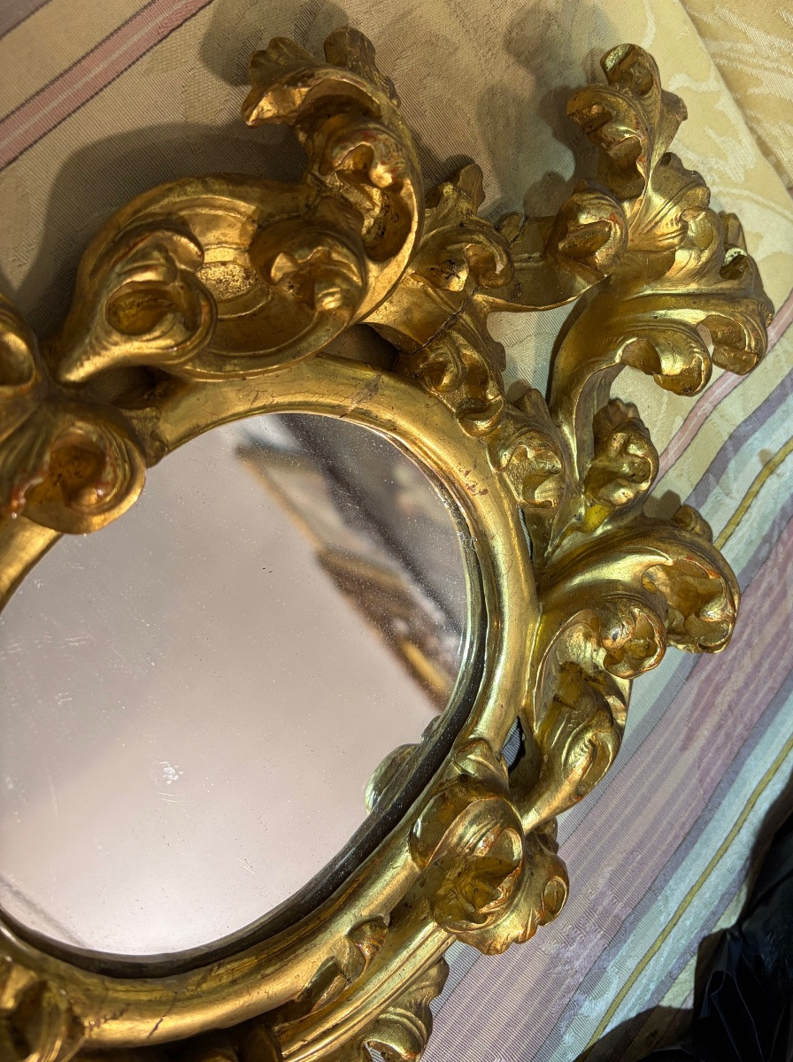 Italian Mirror In Gilded Wood, 18th C.-photo-1