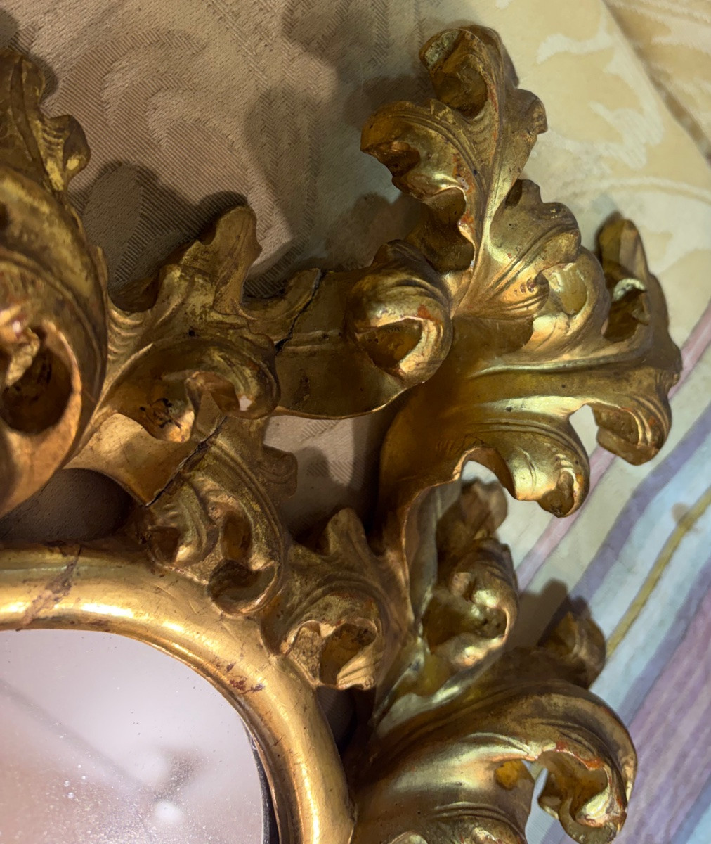 Italian Mirror In Gilded Wood, 18th C.-photo-2
