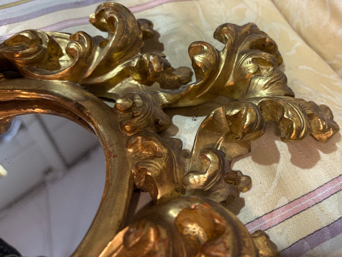 Italian Mirror In Gilded Wood, 18th C.-photo-3