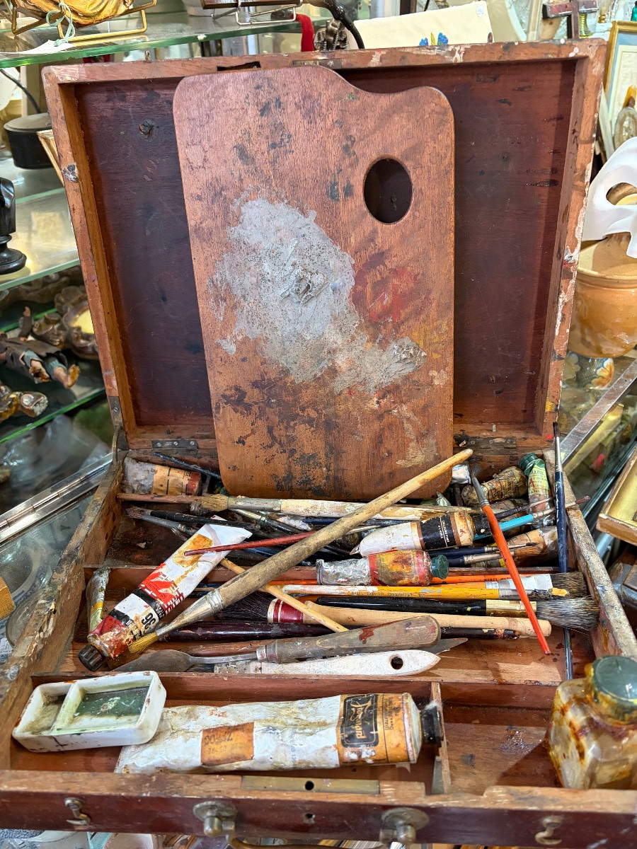 Late 19th C. Mahogany Painter's Palette, France.-photo-2