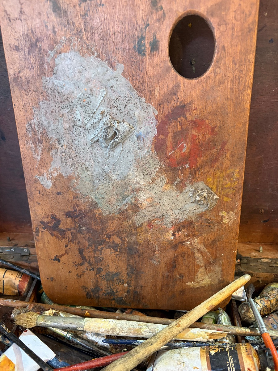 Late 19th C. Mahogany Painter's Palette, France.-photo-3