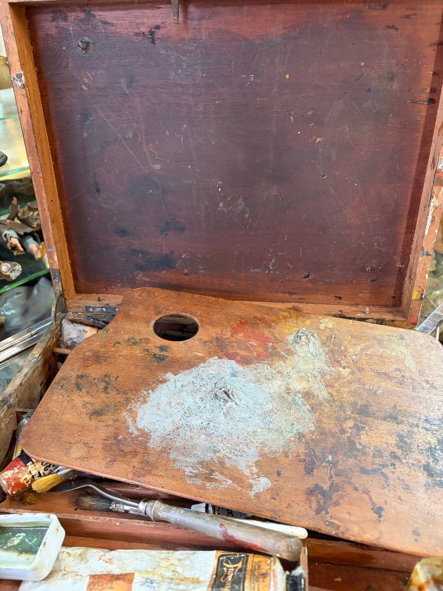 Late 19th C. Mahogany Painter's Palette, France.-photo-4
