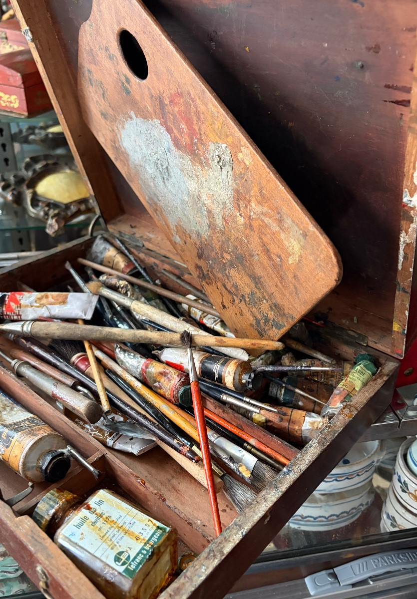 Late 19th C. Mahogany Painter's Palette, France.
