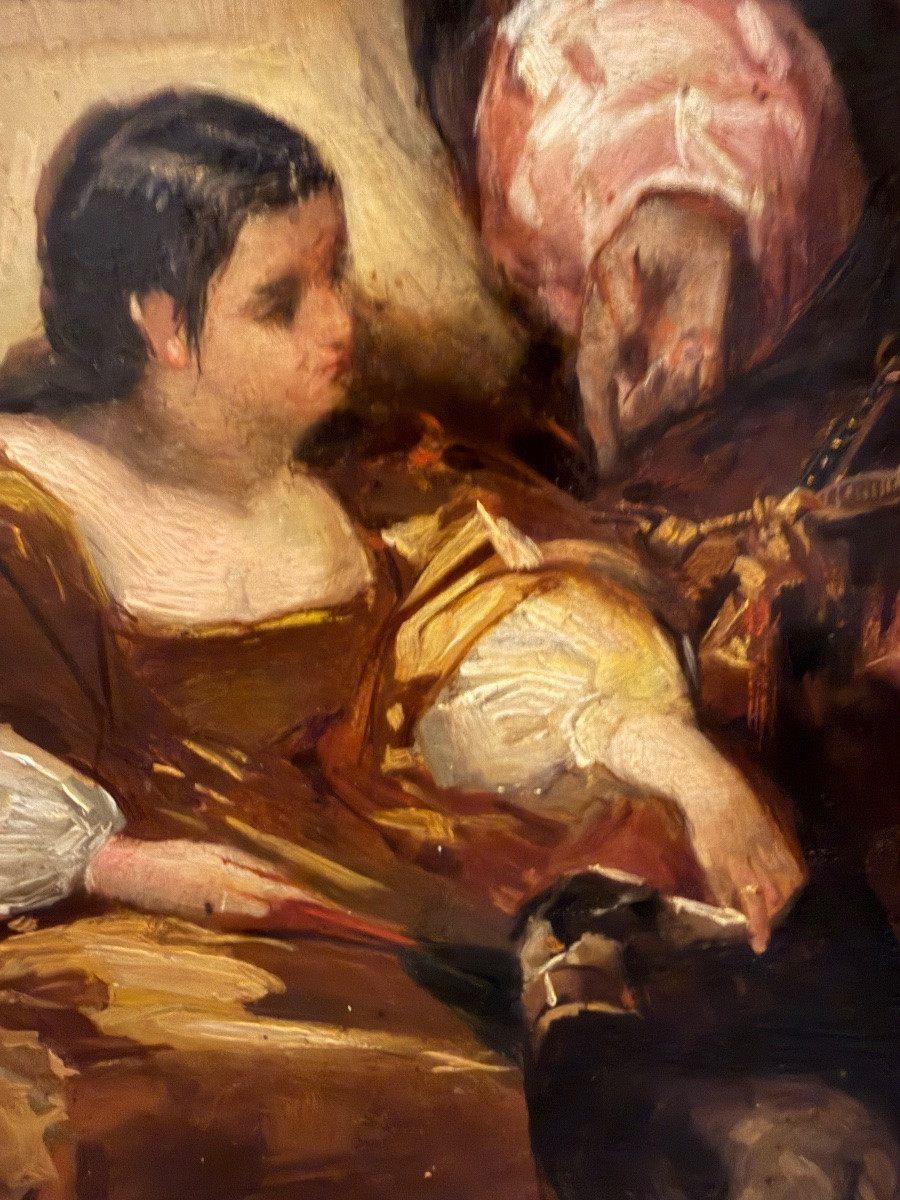 Oil On Board, Francis I And Charles V, After Bonnington. 19th Century.-photo-4