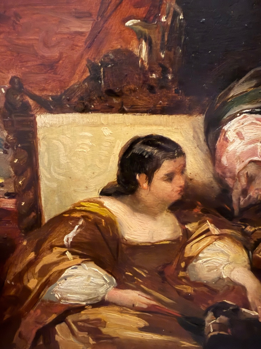 Oil On Board, Francis I And Charles V, After Bonnington. 19th Century.-photo-3