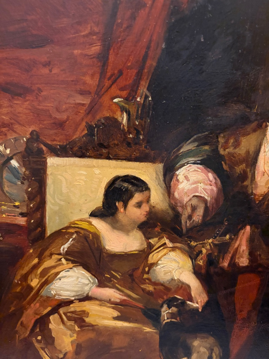 Oil On Board, Francis I And Charles V, After Bonnington. 19th Century.-photo-6