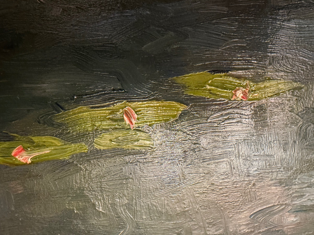 Oil On Wood, Nymphéas, In The Style Of Monet, Late 19th Century.-photo-8