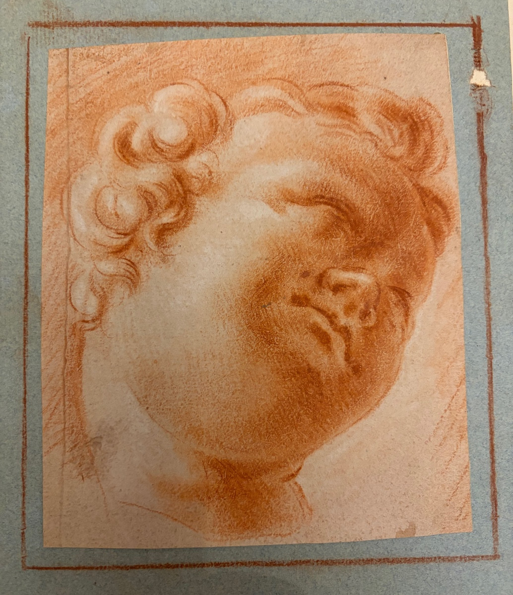 Petite étude de tête de bébé à la sanguine, XVIII éme. France.