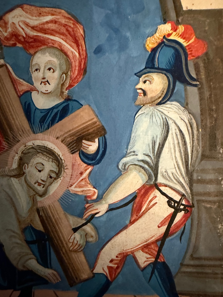 Dessin  partie d’un chemin de croix, gouache sur papier, XVIII éme siècle.-photo-4