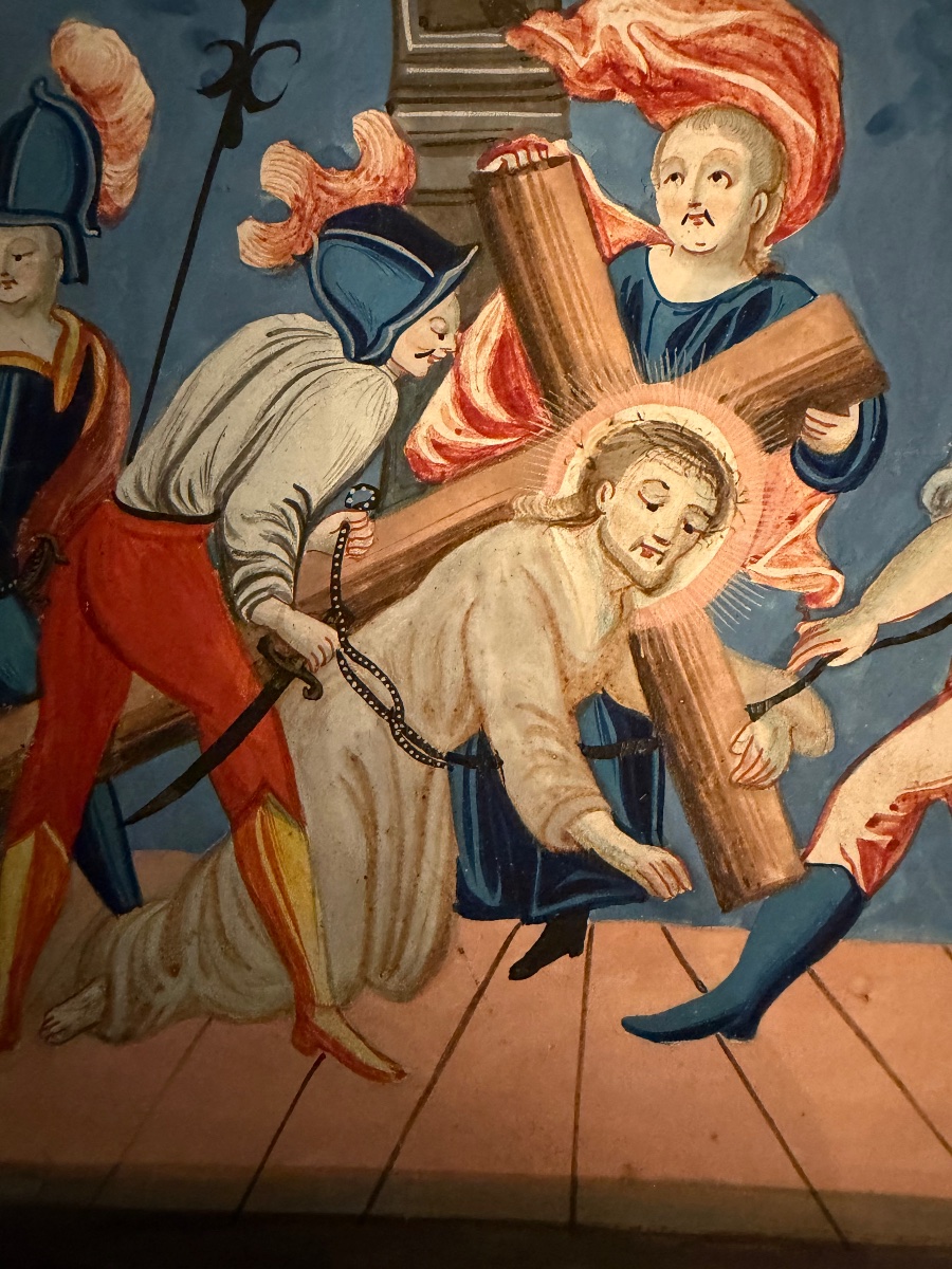 Dessin  partie d’un chemin de croix, gouache sur papier, XVIII éme siècle.