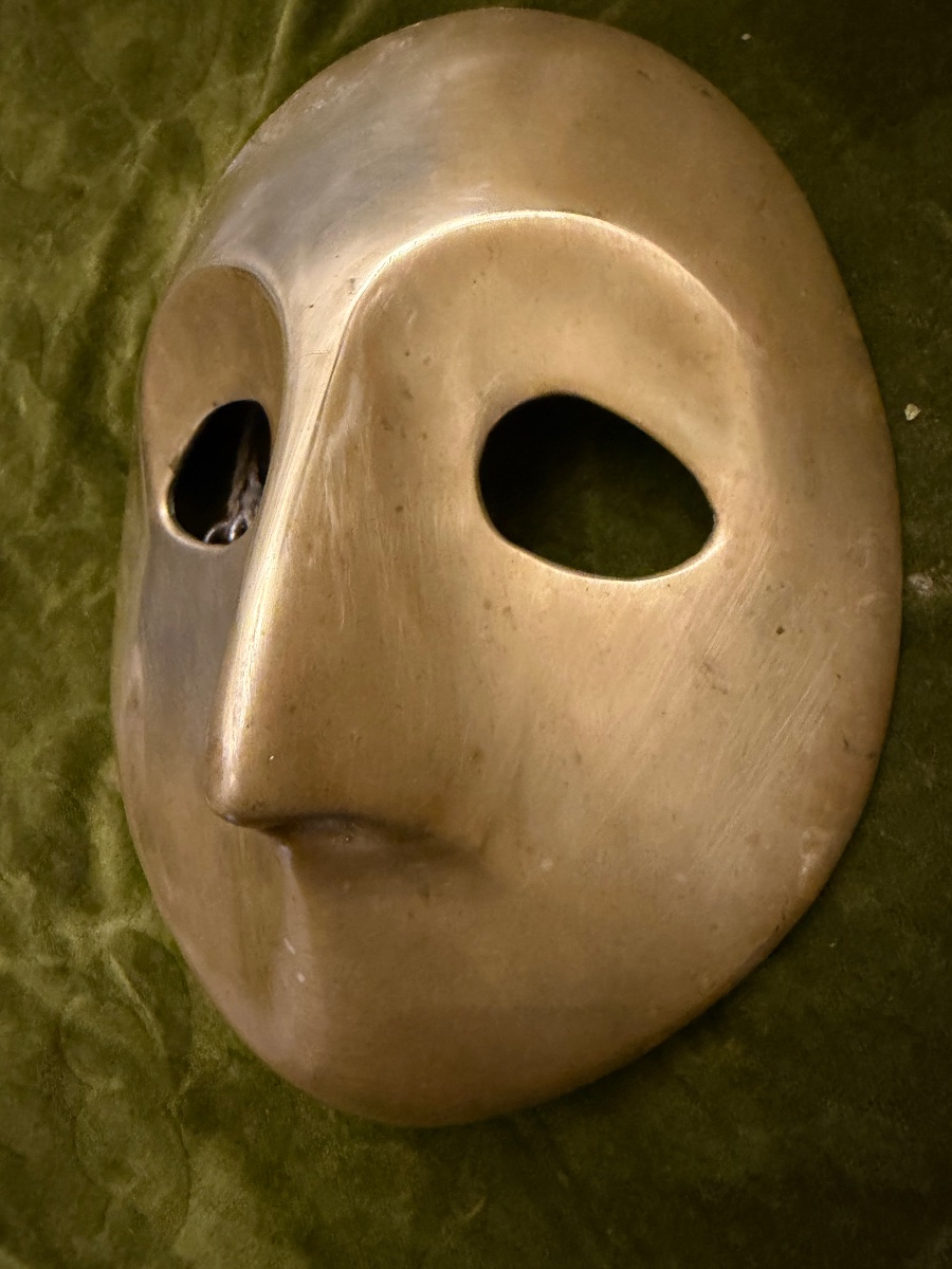 Bronze Mask, In The Style Of Comedia Del Arte Masks. 20th Century-photo-3